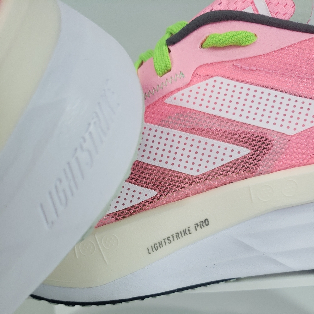 Adidas Adizero Boston 11 Beam Pink Green Bright Neon Running Sneakers Women 8.5 - Picture 6 of 11